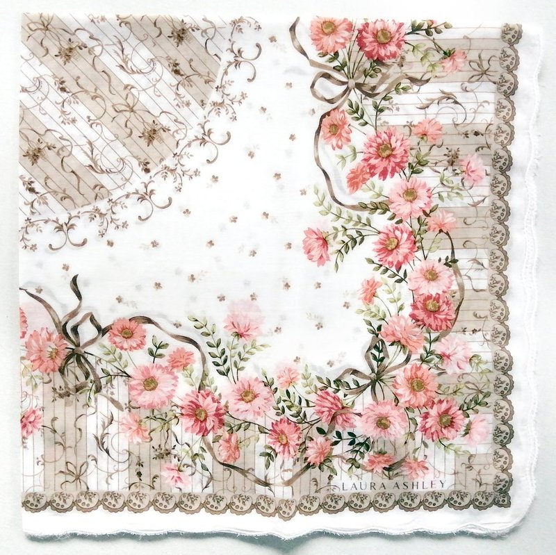 Laura Ashley Vintage Handkerchief Floral 19 x 19 inches - 手帕 - 棉．麻 粉紅色