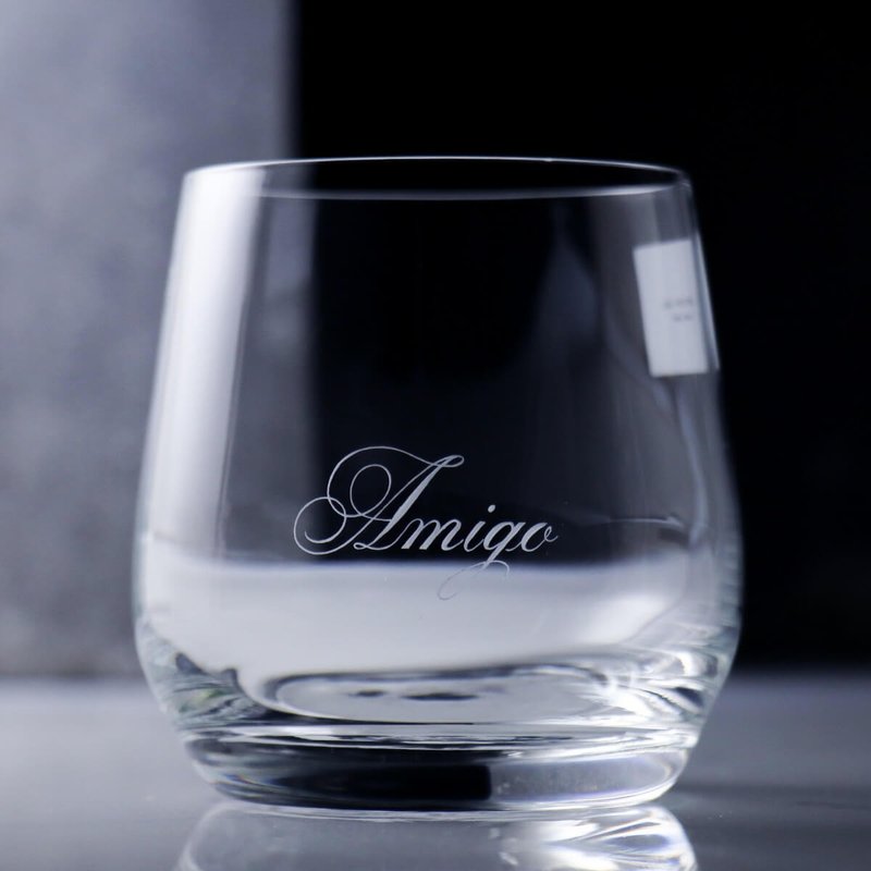 370cc Hong Kong [Lucaris] name lead-free crystal whiskey glass with cursive font Christmas gift - แก้วไวน์ - แก้ว สีใส