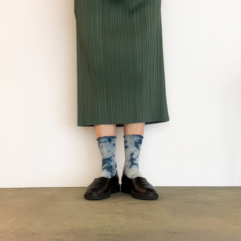 日本製造 靛藍染色 JAPANBLUE INDIGO DYED SOCKS 褶邊 #5 - 襪子 - 其他人造纖維 