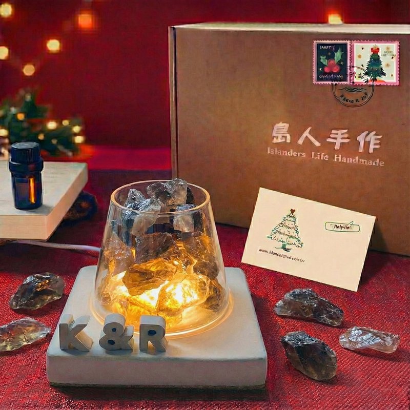 能量擴香水晶山【茶水晶的能量與勇氣】水晶禮盒-(水泥字要加購) - 香氛/精油/擴香 - 水晶 卡其色