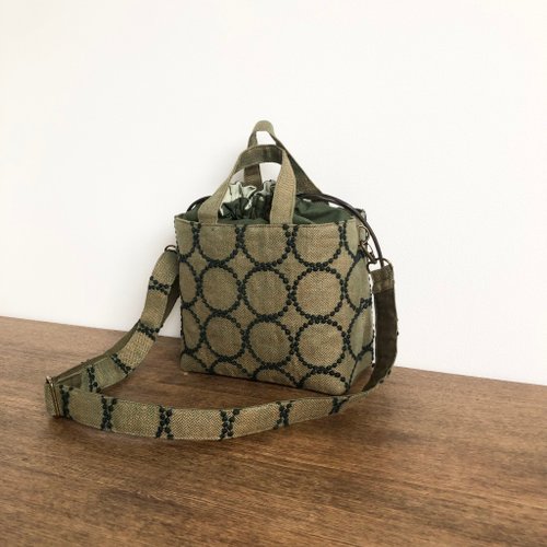 ミナペルホネン　タンバリン　小ぶり巾着ショルダーバッグ　ハンドメイド 500x0.jpg