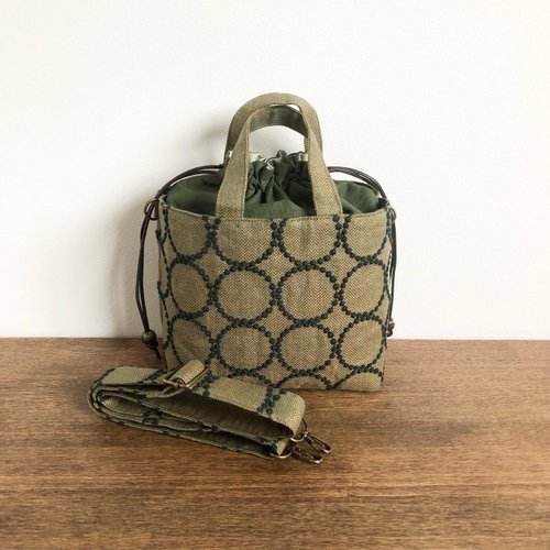 ミナペルホネン　タンバリン　巾着バック　巾着ショルダー　ハンドメイド mina perhonen - ミナペルホネン タンバリン 丸底巾着バッグの