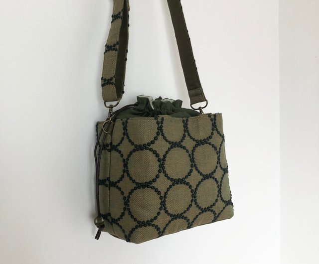 ミナペルホネン　タンバリン　巾着バック　巾着ショルダー　ハンドメイド 巾着バッグ ミナペルホネン タンバリン ハンドメイド - ショップ