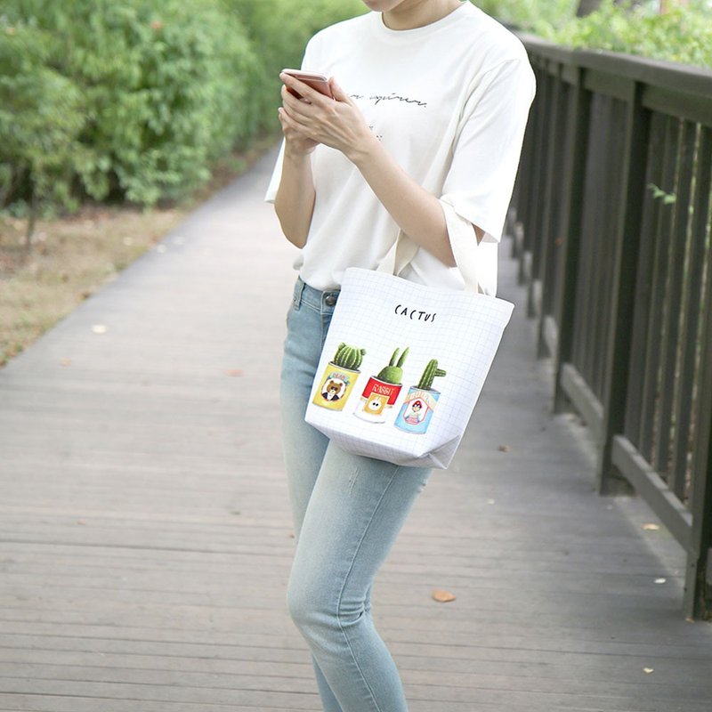 canvas bag  tote bag  | suspicious cactussu | 28cm x 25.5cm - Handbags & Totes - Other Materials White