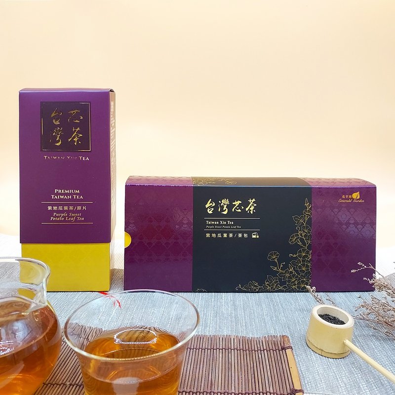 地瓜葉茶 芯茶時光雙享組 地瓜葉茶包 地瓜葉原片茶葉 台灣茶禮盒 - 茶葉/茶包/水果茶 - 其他材質 紫色