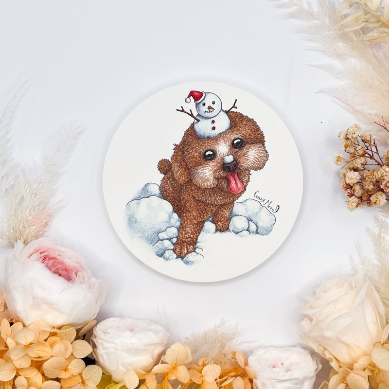 【Crazy cat】Round diatomite coaster N - Coasters - Other Materials Multicolor