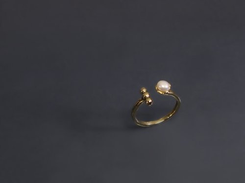 Maple jewelry design 小品系列-小珍珠開口黃銅戒