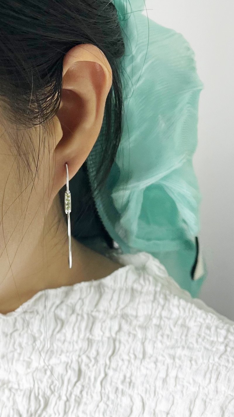 Special Mollis Earrings (Peridot) sand blast finishing - ต่างหู - เงินแท้ 