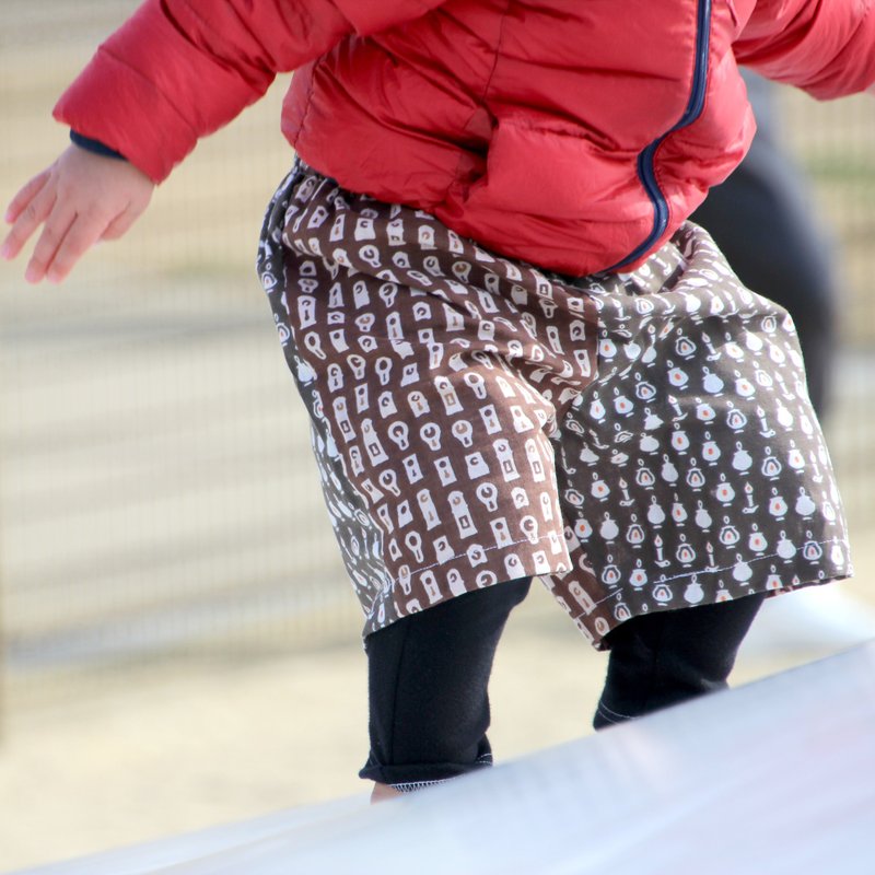 Tenugui Pants Even if it gets dirty, it's messy C - Pants - Cotton & Hemp Brown