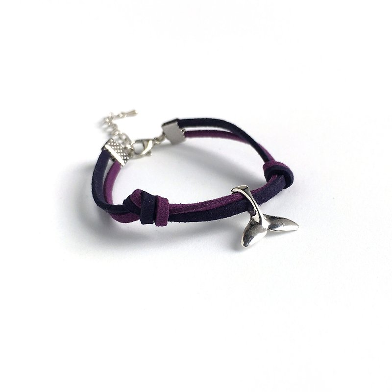 魚尾 鯨魚尾巴 手工製作 手環-深紫 限量 - 手鍊/手鐲 - 其他材質 紫色