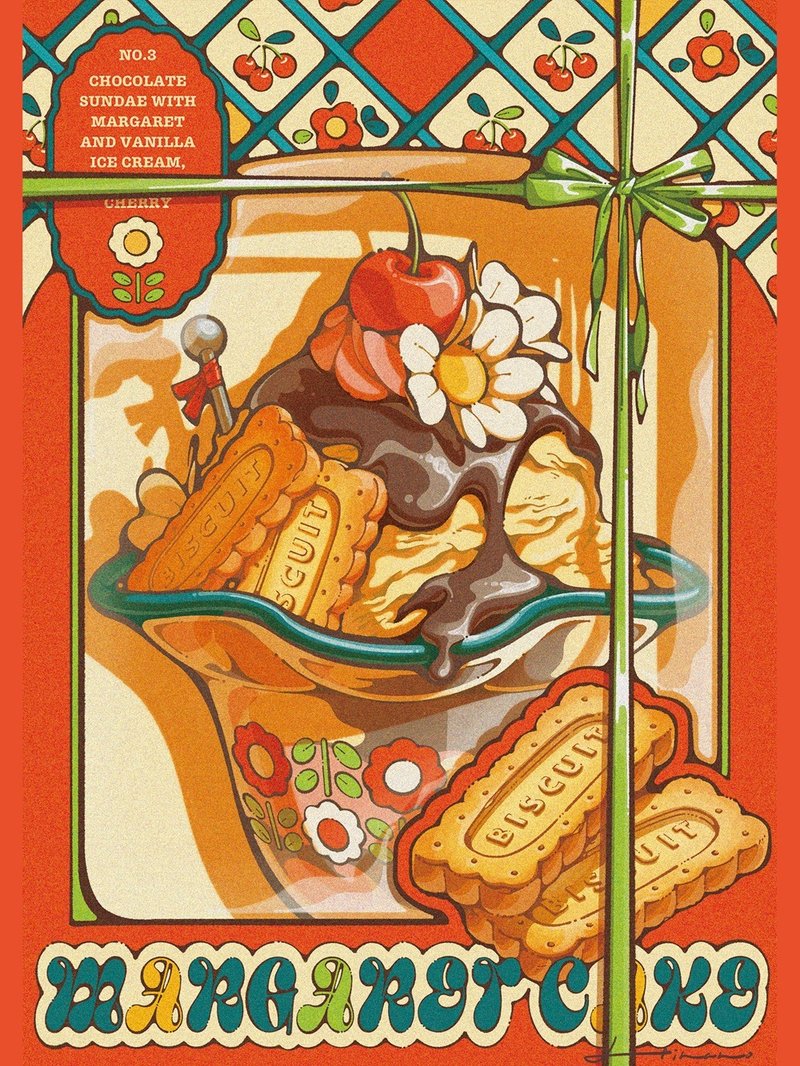先着でステッカープレゼント! 日菜乃リソグラフポスター5_マーガレットケーキNO.3 - 海報/掛畫/掛布 - 紙 多色