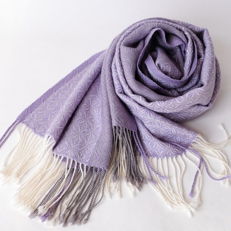 Cashmere Hand-woven cashmere silk stole [Rinka 05] - Knit Scarves & Wraps - Other Materials Purple