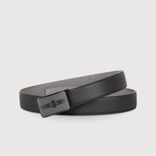 BRAUN BUFFEL 德國小金牛 【免費升級送禮包裝】LOGO無齒自動扣皮帶-黑/BF24B-WEG044-BK