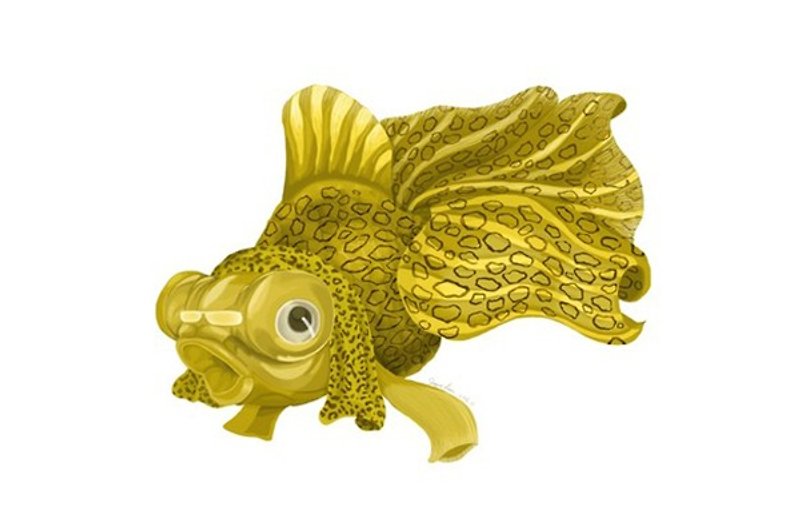 PPAP dragon eye PPAP fish board painting illustration - โปสเตอร์ - วัสดุอื่นๆ สีทอง