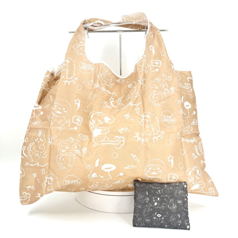 【Robbi family】reusable shopping bag (Beige / Grey) - กระเป๋าคลัทช์ - พลาสติก หลากหลายสี