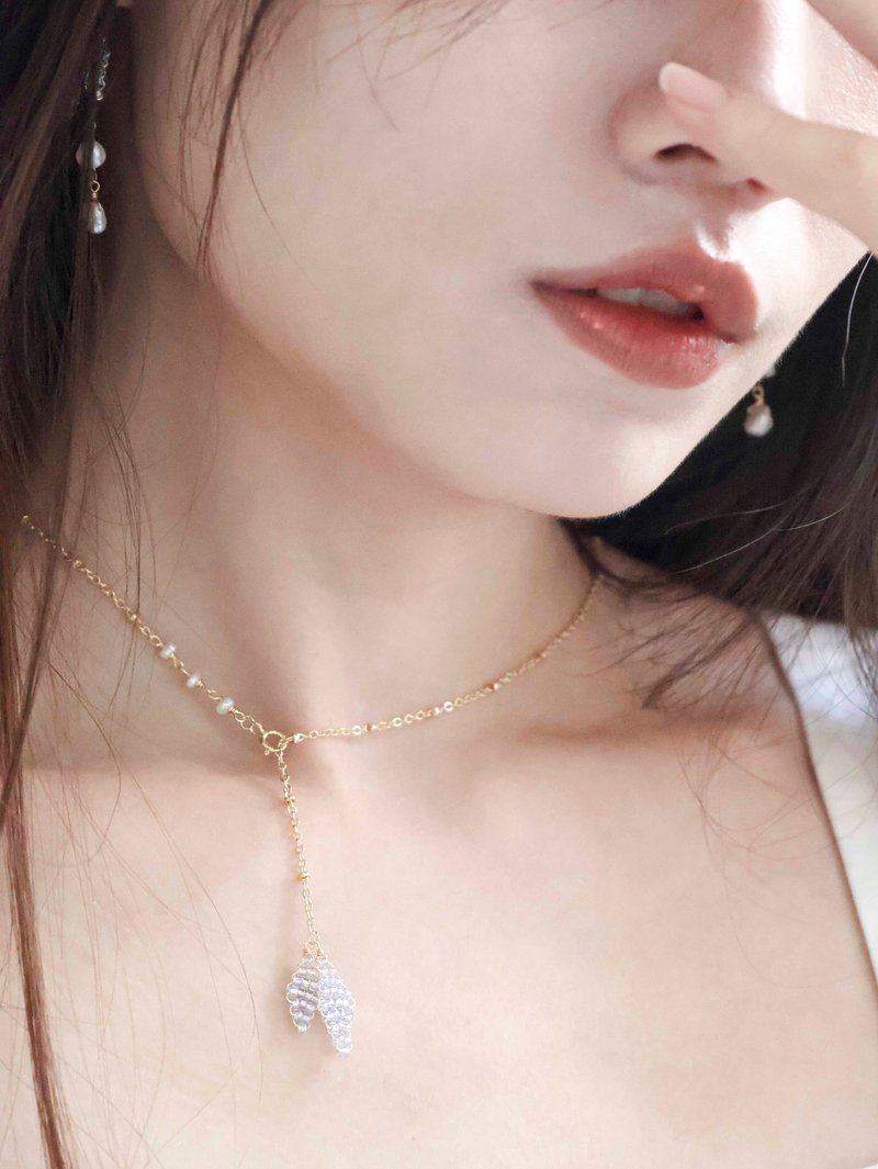 2024-Late Summer Mermaid Necklace - สร้อยคอ - กระจกลาย สีน้ำเงิน