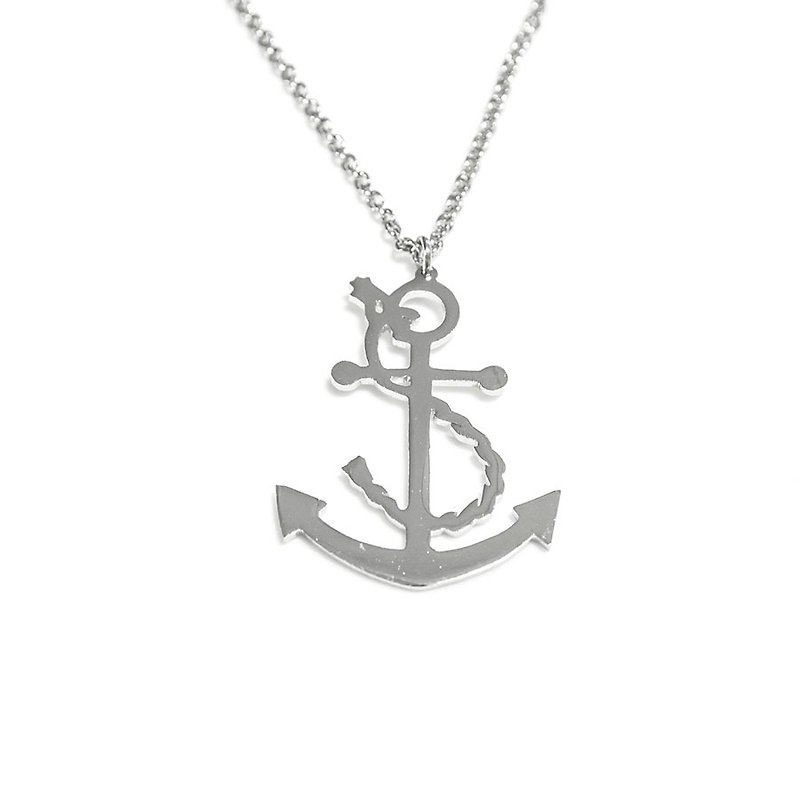 Anchor pendant - 項鍊 - 銅/黃銅 銀色
