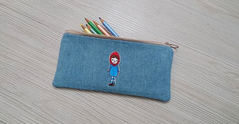 Stationery denim pencil tool bag pouch new spring and summer Little Red Riding Hood - กล่องดินสอ/ถุงดินสอ - ผ้าฝ้าย/ผ้าลินิน 