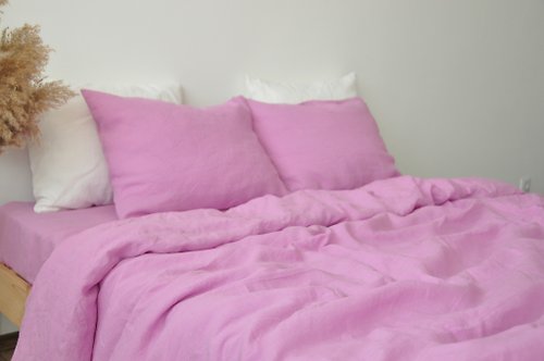 True Things Bubble gum linen pillowcase / Pink pillow cover / Euro, American, Taiwan size