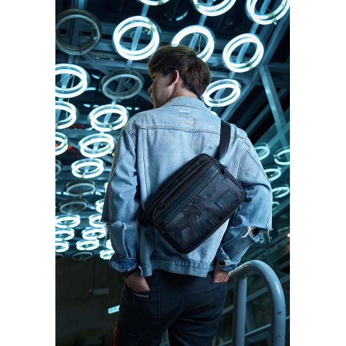 [ブラックXレッド]ゴールドサイドバックパック/台湾コットンクロスボディショルダーバッグ収納バッグ/ブロンズゴールドバッグ/ H        
