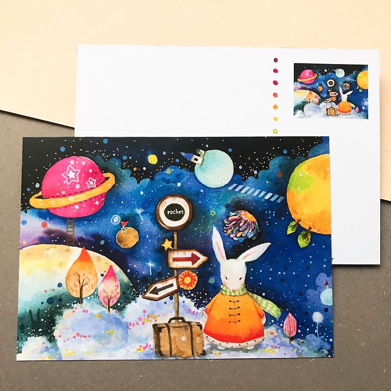 Lutu-Planet Journey Watercolor Postcard - Cards & Postcards - Paper 