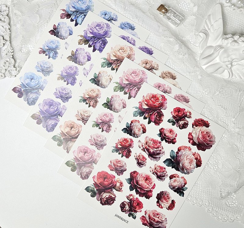 Vintage mood romantic rose paper - 貼紙 - 紙 