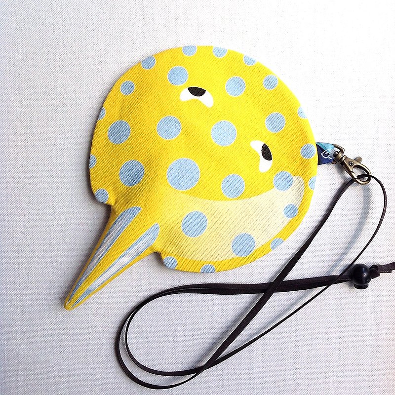 Design No.BRR145 - 【Cotton Canvas】Bluespotted Ribbontail Ray Purses - Coin Purses - Cotton & Hemp Yellow