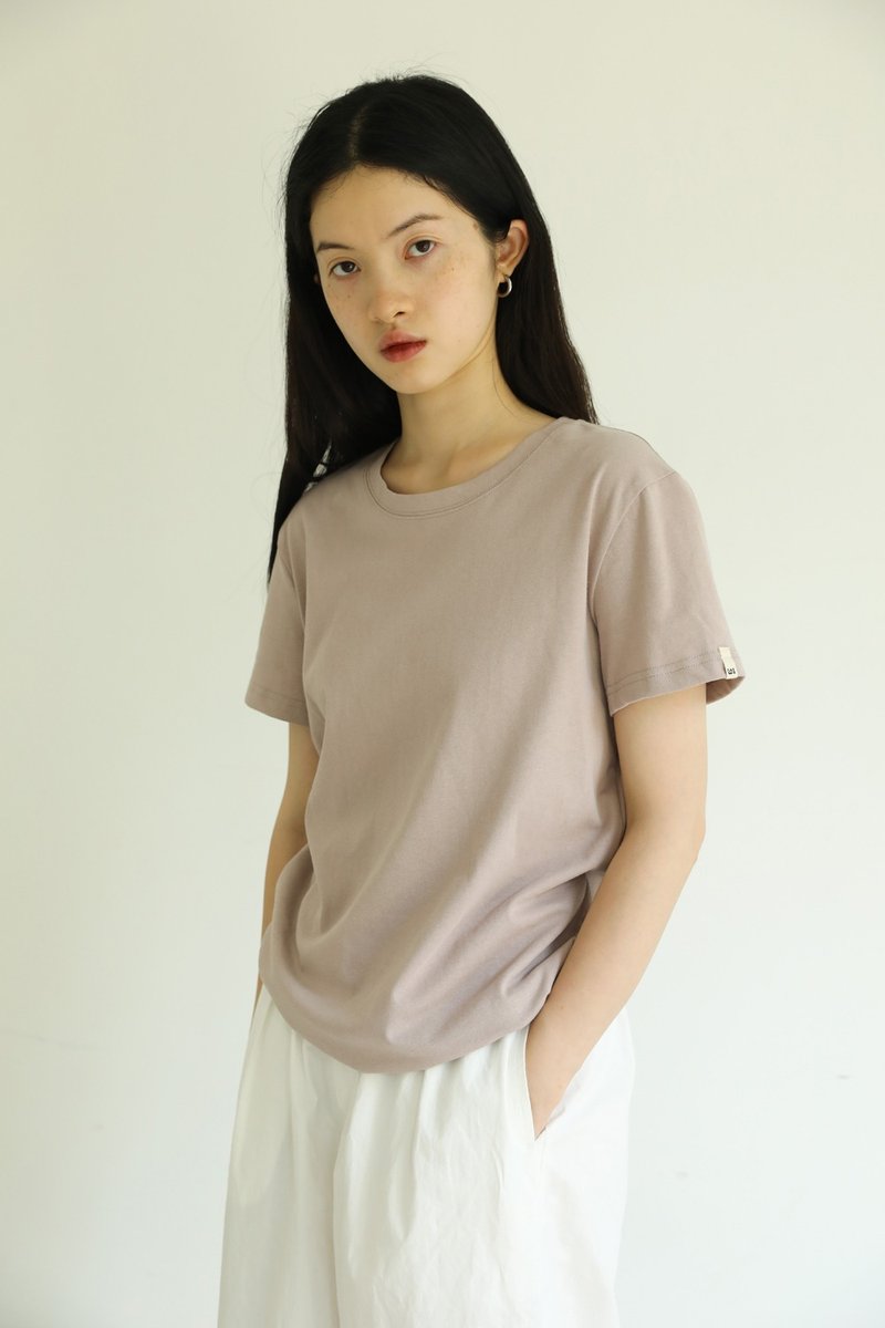 3rd classic organic cotton and Linen small logo tee simple round neck pullover design short-sleeved t-shirt women's summer - เสื้อยืดผู้หญิง - ผ้าฝ้าย/ผ้าลินิน 