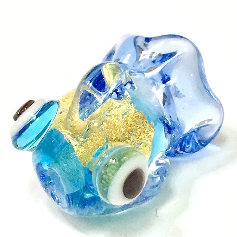 藍色琉璃金箔小魚（單隻 ） - 其他 - 玻璃 藍色