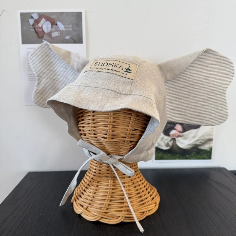 SHÓMKA 大象軟帽 ELEPHANT BONNET 49cm - 男/女童裝 - 亞麻 白色