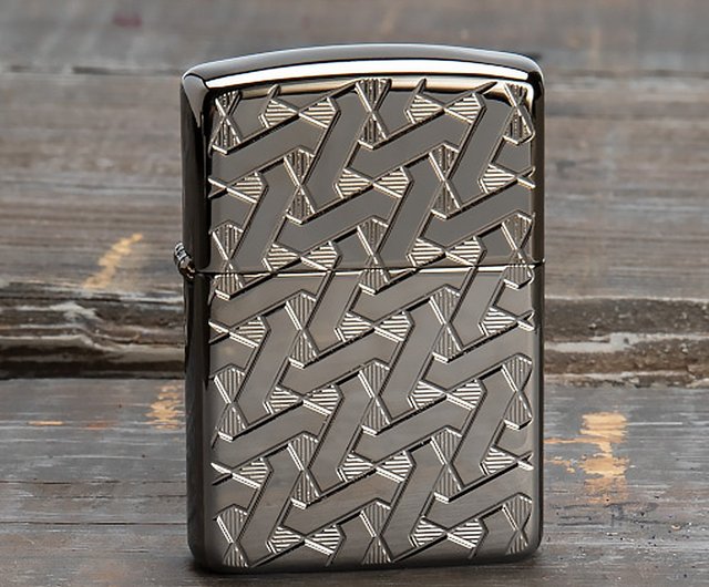 Zippo Armor Geometric Weave Design High Polish Black Ice Pocket Lighter 