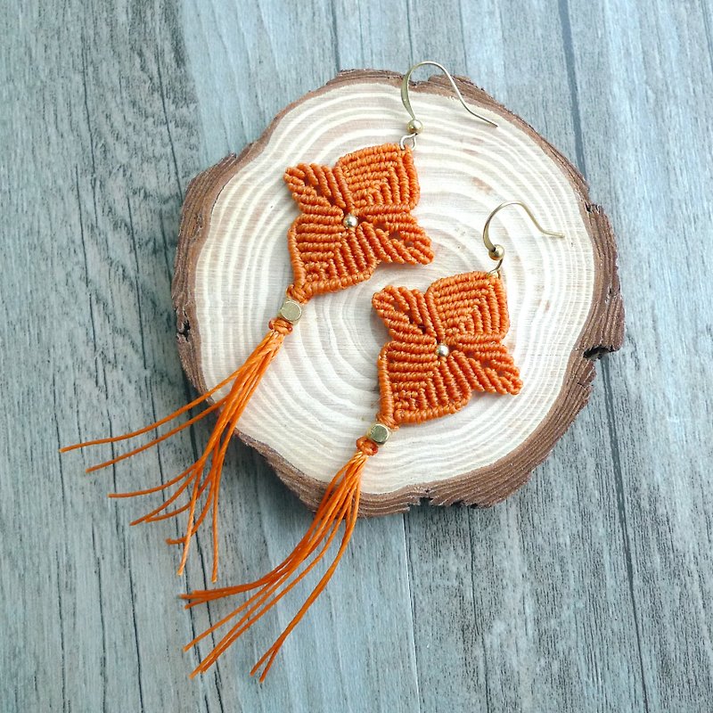 Misssheep-A01-夏の花 - ナショナル風南米ワックス編み真鍮ビーズのイヤリング（色、オプションのカスタマイズすることができます） - ピアス・イヤリング - その他の素材 オレンジ