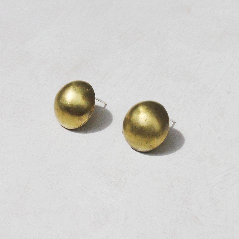 Classic brass ball earrings - 925 sterling silver ear acupuncture - ต่างหู - โลหะ สีทอง