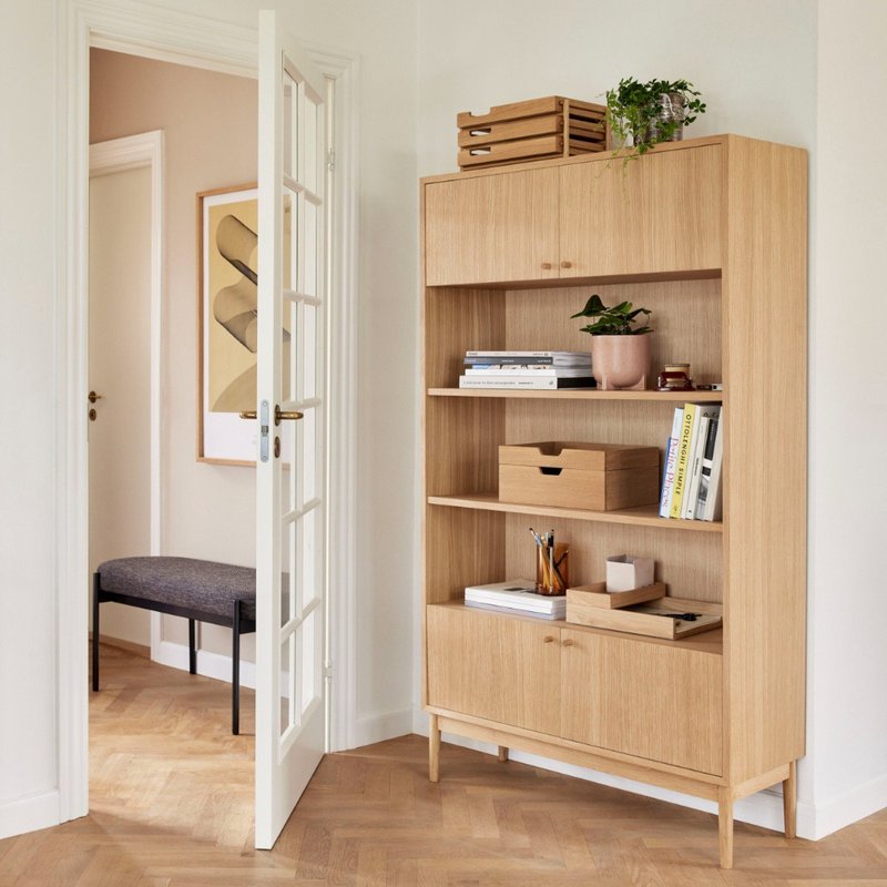 【Hübsch】－881505 Oak semi-open universal storage locker storage cabinet - Wardrobes & Shoe Cabinets - Wood Khaki