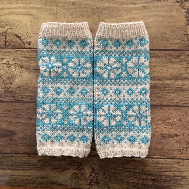 Fair Isle Arm Warmers 2024 Mint Green - ถุงมือ - ขนแกะ สีเขียว