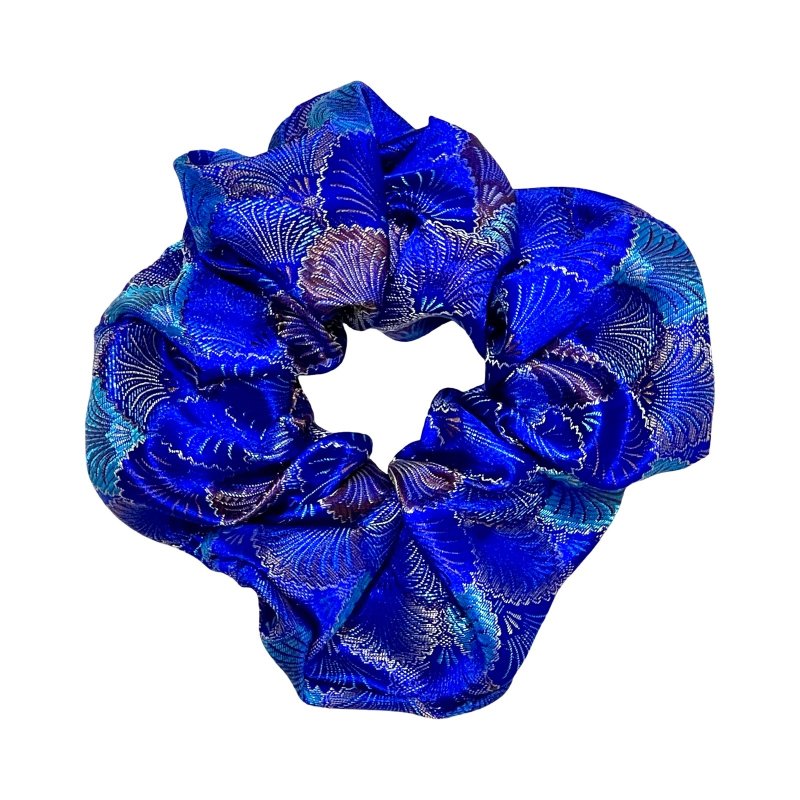 錦浪澐藍 大尺寸 織錦緞髮圈 大腸圈 髮束 髮繩 髮飾 - 髮夾/髮圈 - 絲．絹 藍色