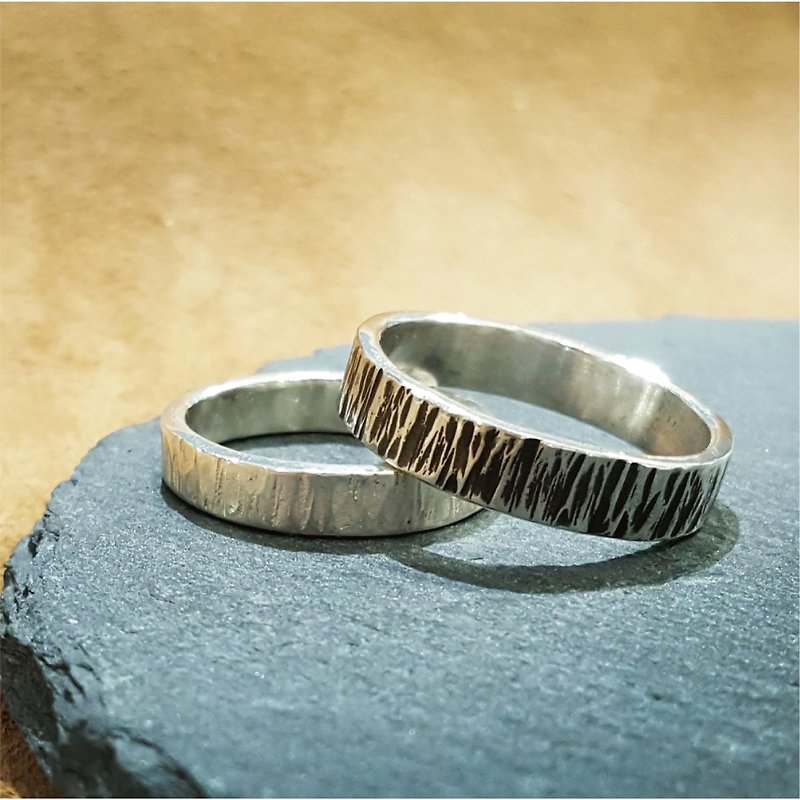 [Designer to help you make series] hand-made wood grain ring / one piece - แหวนทั่วไป - เงินแท้ สีเงิน