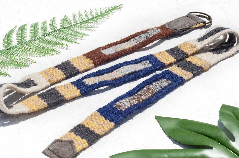 Boyfriend Gift Woven Wool Belt / Tibet Weave Belt - Ethnic Wind Moroccan Blue Sky - Belts - Wool Multicolor