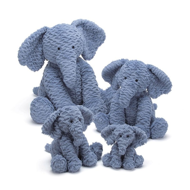 Fuddlewuddle Elephant 44cm 波浪毛大象 - 公仔/玩偶 - 聚酯纖維 藍色