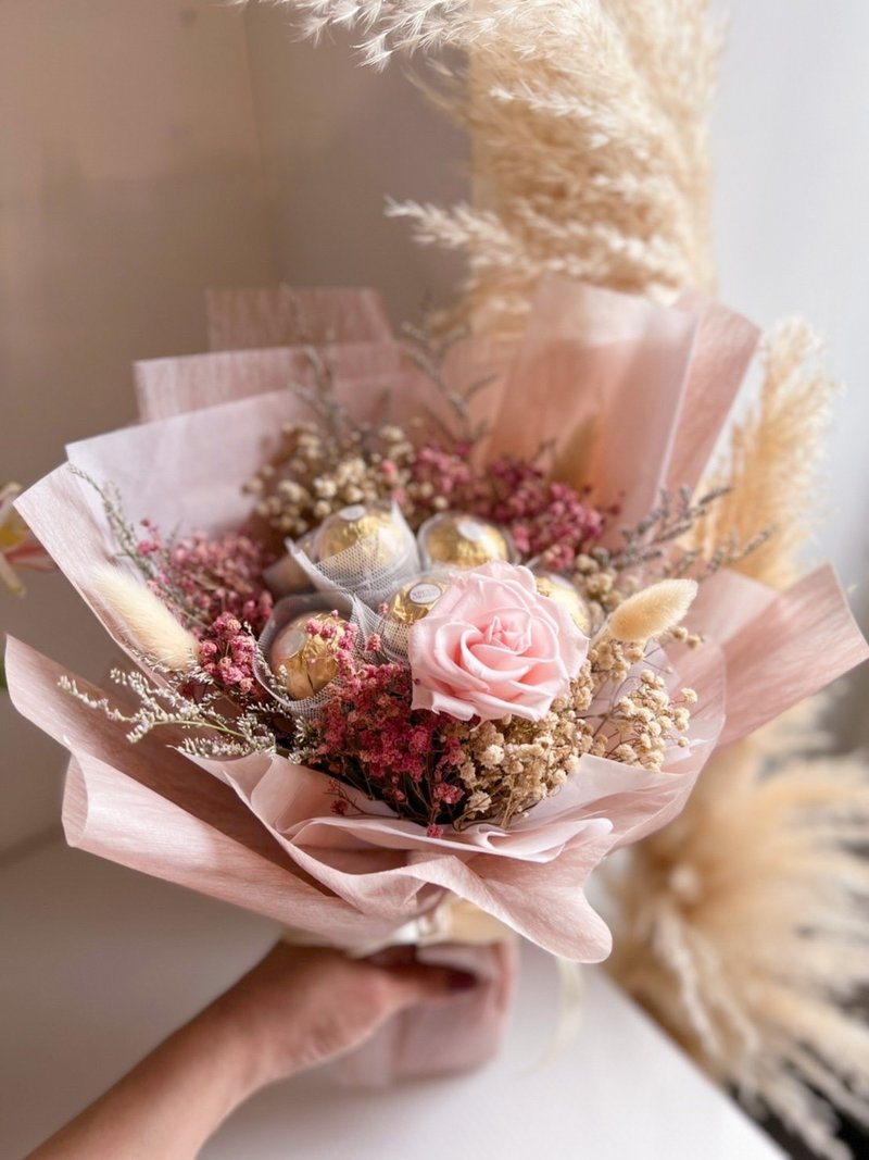 Shakespeare immortalized Rose Gold chocolate Valentine's Day bouquet l l l Mother's Day graduation season - ช่อดอกไม้แห้ง - พืช/ดอกไม้ 