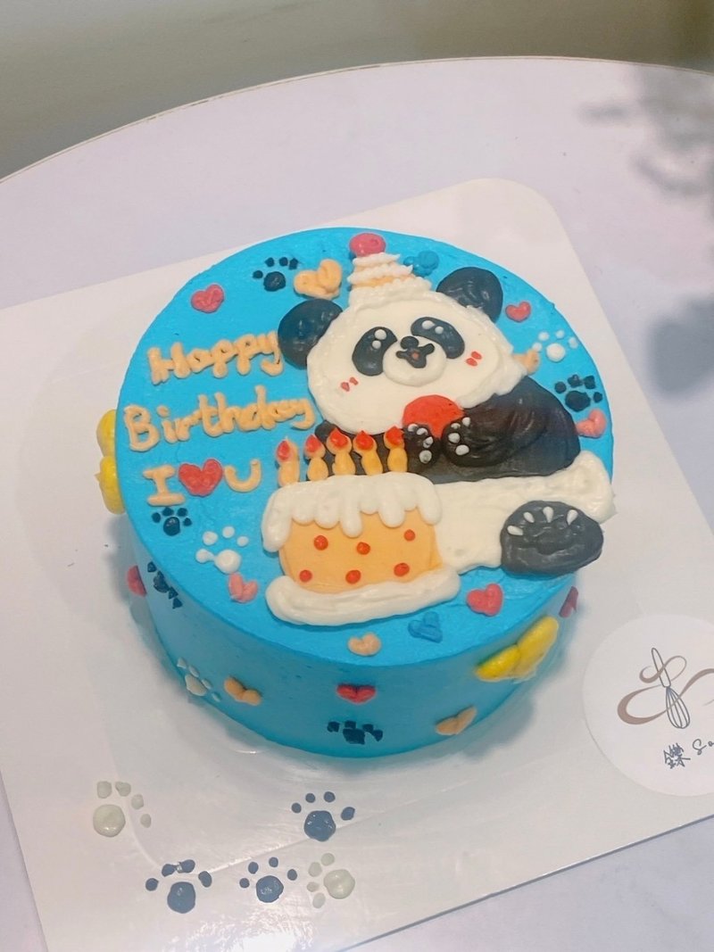 Panda theme cake, animal cake, drawing cake, birthday cake, customized cake, dessert - เค้กและของหวาน - อาหารสด 