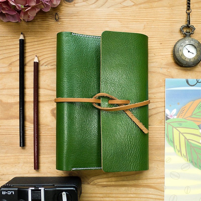 Adventure。Leather Book Cover – Forest Green (without Notebook) - Book Covers - Genuine Leather Green
