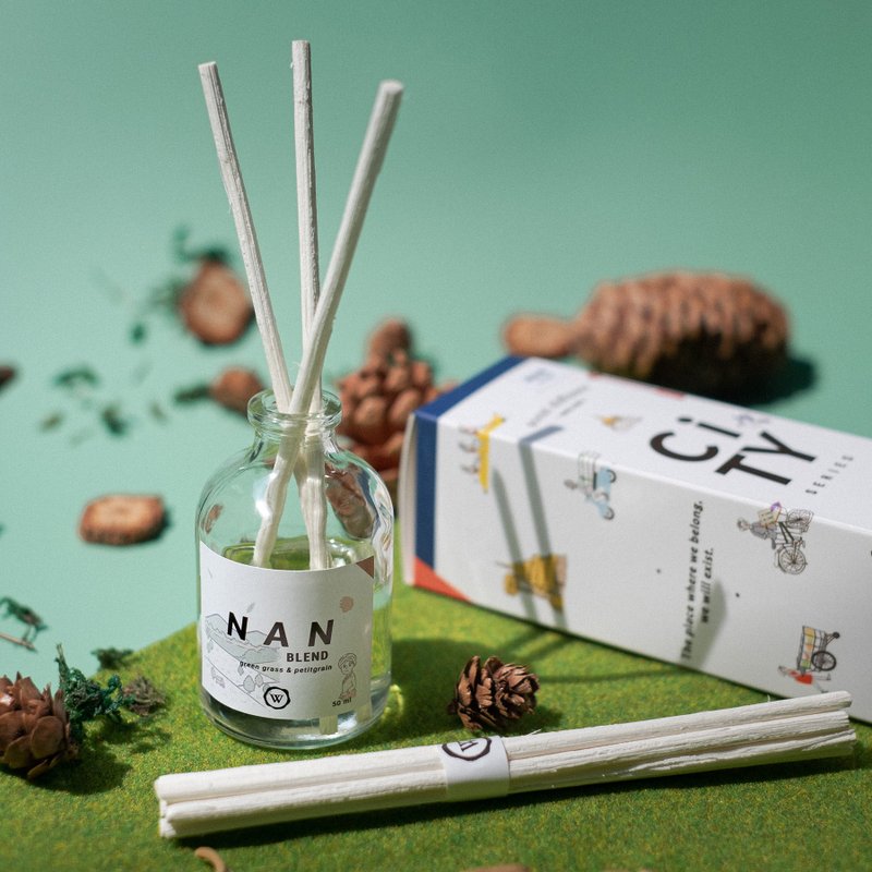 Scented Room Diffuser Set Nan Blend City Series | Green Grass & Petitgrain - Fragrances - Glass Transparent