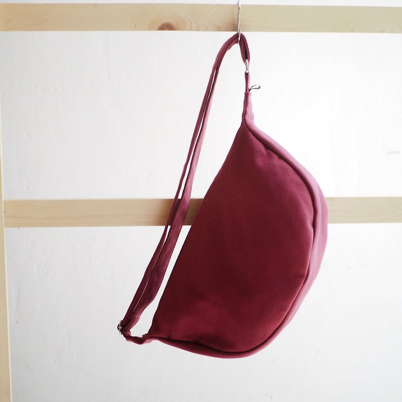 MAROON TOP BAG - กระเป๋าแมสเซนเจอร์ - ผ้าฝ้าย/ผ้าลินิน สีแดง