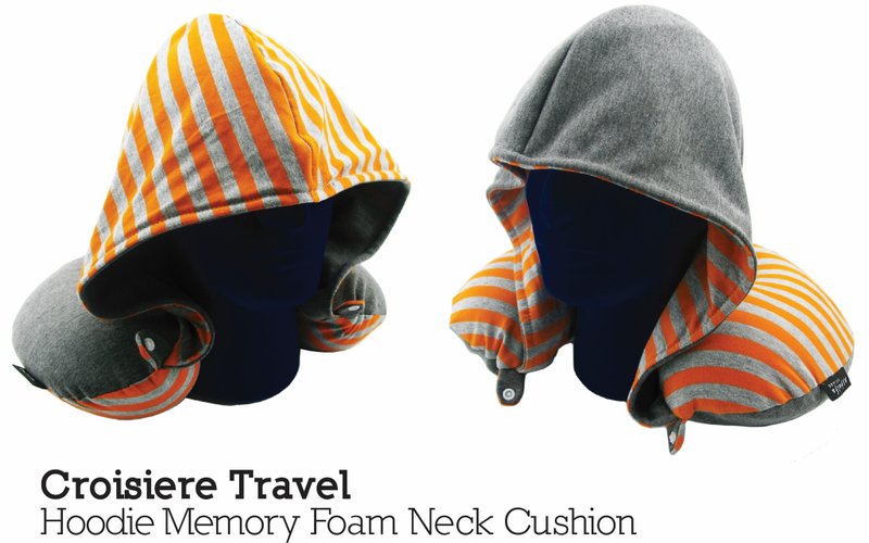 Orange and Gray Strap Hoodie Memory Foam Neck Cushion - หมอนรองคอ - ไฟเบอร์อื่นๆ สีส้ม