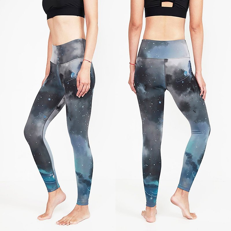 Elasti Women's High Waisted Printed Antibacterial Yoga Pants Leggings-Space - Women's Yoga Apparel - Other Man-Made Fibers Multicolor