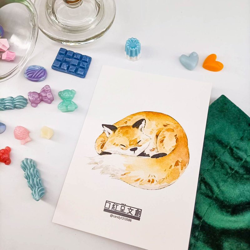KR474_口紅堂明信片_紅狐11_candy1313588 postcard - 卡片/明信片 - 紙 多色