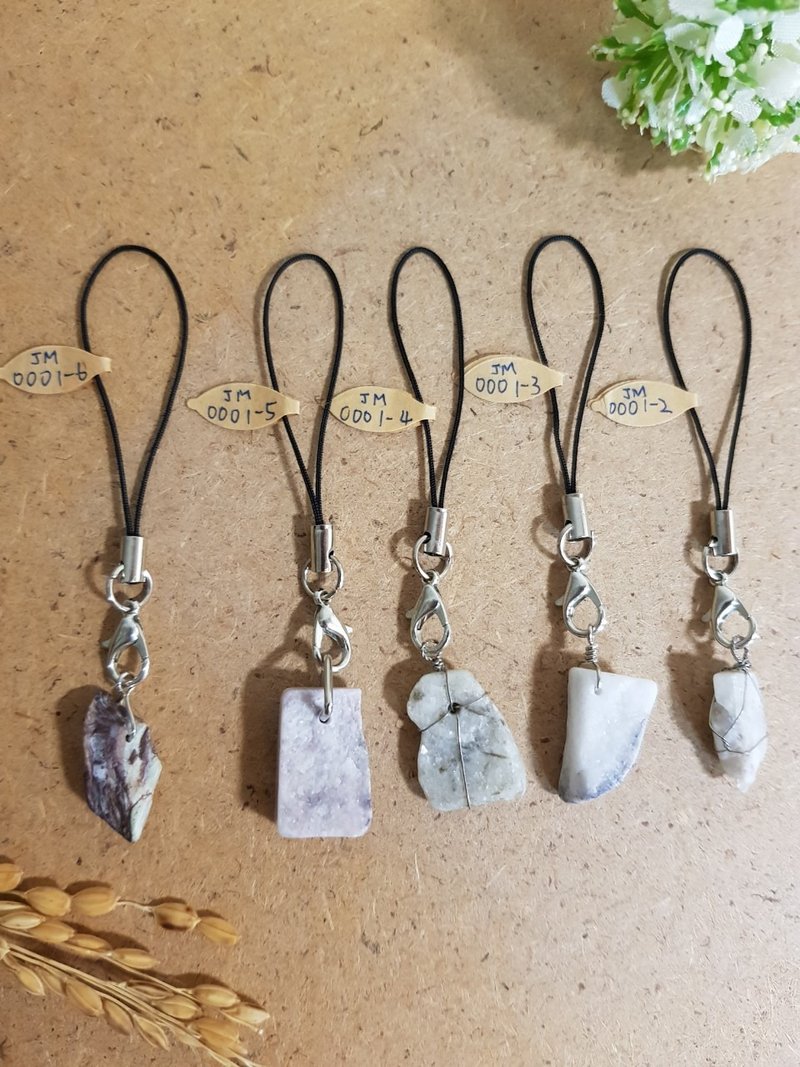 Marble Stone ear pendant ornaments mobile phone strap bag strap - พวงกุญแจ - หิน หลากหลายสี