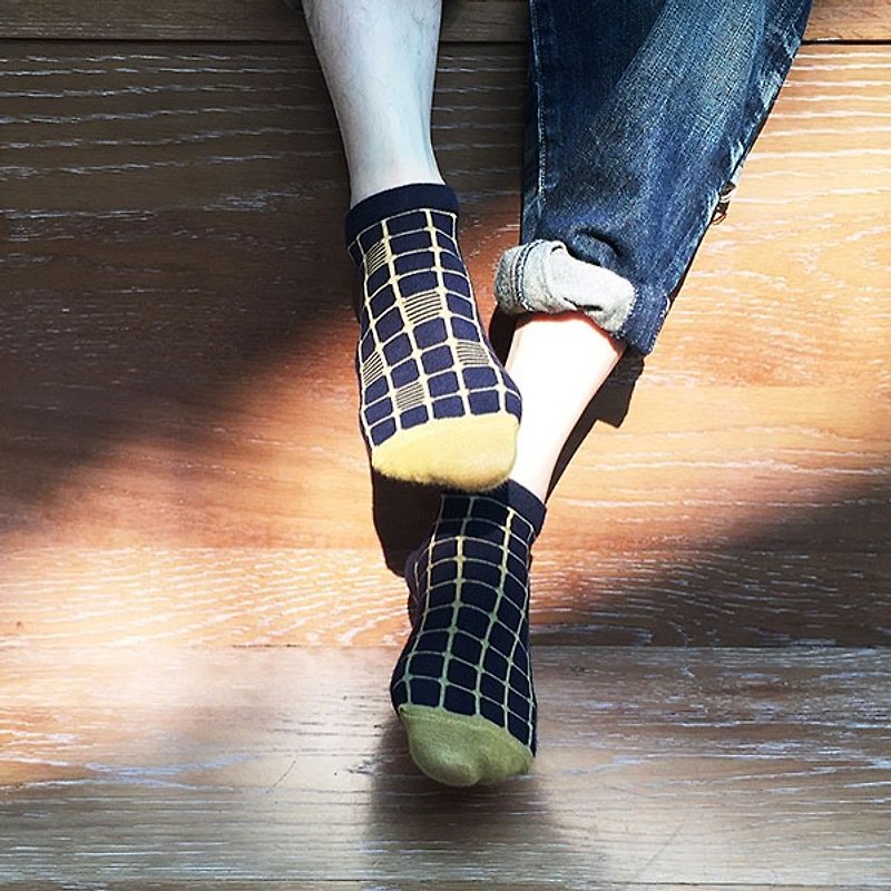 socks_mosaic / irregular / socks / L size - ถุงเท้า - ผ้าฝ้าย/ผ้าลินิน สีดำ