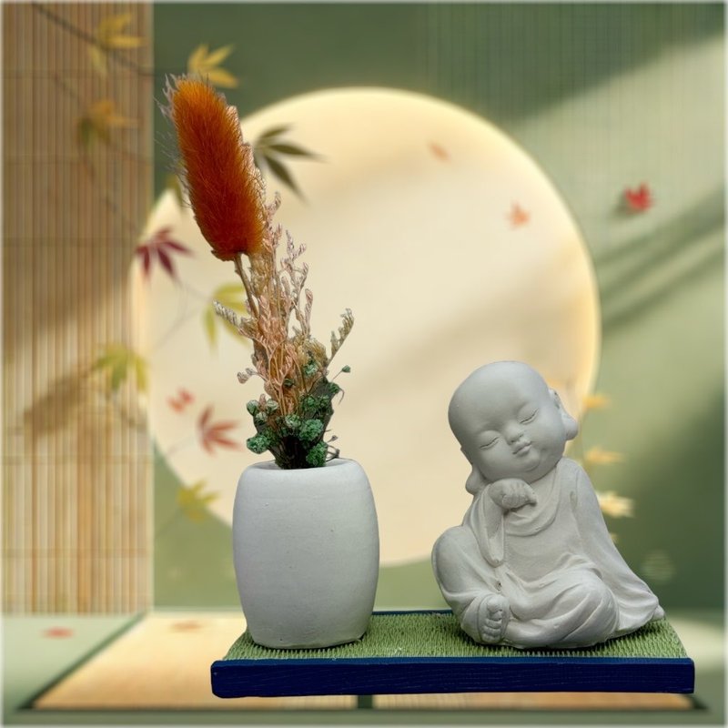 禪風設計 仿真榻榻米版香氛組 淨念吉祥之小佛一念 居家涼感提升 - 香氛/精油/擴香 - 水泥 白色